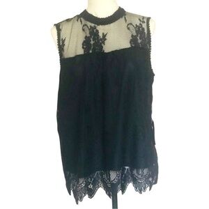NWT Sweet Rain Black Lace Top Size XL